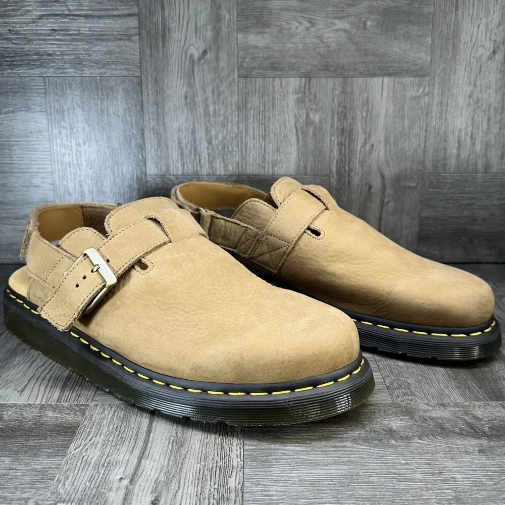 Dr. Martens Jorge II Mules Mens 13 Beige Suede Leather Slingback Clogs NEW